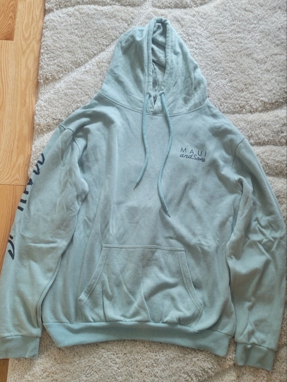 Maui And Sons Men's Washed Teal Hoodie Size XL